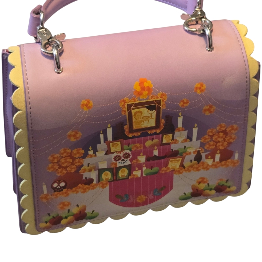Coco Day Of The Dead Purple Loungefly X Pixar Crossbody Bag - Handbag Purse - Picture 2 of 10